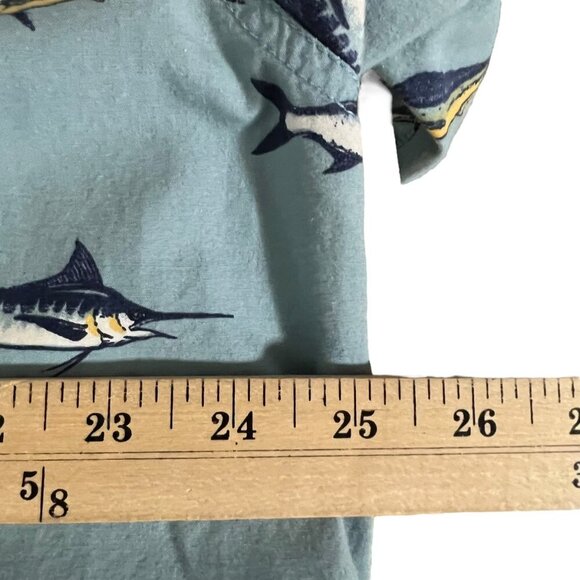 Columbia Men's Short Sleeve Button-Up Shirt With‎ Fish Print Light Blue XL - Picture 6 of 9